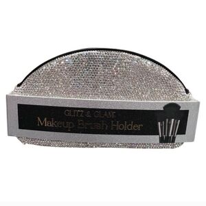 🔹️Glitz & Glam🔹️ Makeup Silver glitter Rhinestone Brush Holder ✨️💎